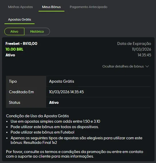 Regras Freebet